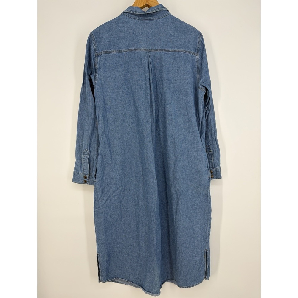 Western Boho Women's Shirt Dress‎ XL Farmhouse Chic Denim Maxi Midi Blue Western - Picture 11 of 15